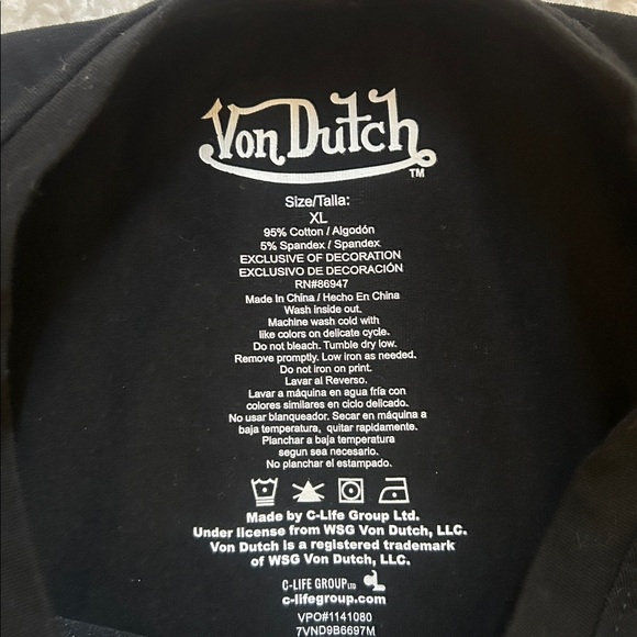 Von Dutch Black Tee with emerald green Logo - Picture 5 of 5